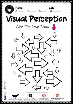 visual perception color the down arrow worksheet for students to practice visual processing