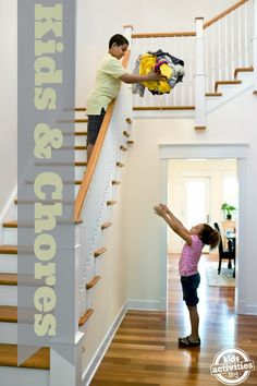 Chores for Kids - with a great list by age group to jump-start the process of getting kids more involved in helping around the house. Stain Stairs, Chores For Kids By Age, Chore List For Kids, Kids Corner