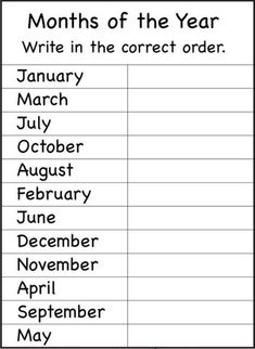 months of the year worksheet for kids to practice their writing and spelling skills