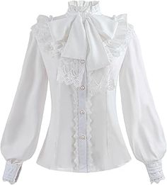 Steampunk Blouse, White Puff Sleeve Top, Victorian Shirt, Edwardian Blouse, Puffy Sleeve Top, High Neck Shirts, Victorian Blouse, Gothic Shirts, Steampunk Cosplay