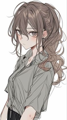 Long Hair Girl Drawing, Hair Girl Drawing, Anime Long Hair, Girl With Brown Hair, Hair Girl, Long Hair Girl, Girl Drawing, Brown Hair