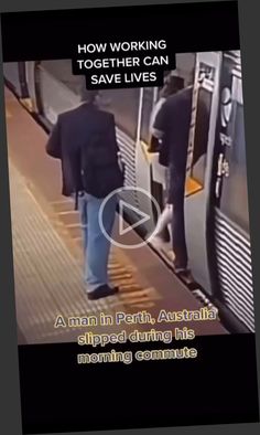 two men are walking up and down the stairs in an underground train station, one is holding his hand out to another man