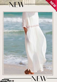 Cotton and Linen Embroidered Loose Dress Embroidered Long Sleeve Dress For Summer Beach, Long Sleeve Embroidered Summer Beach Dress, Casual Maxi Dress With Embroidered Hem, Long Sleeve Dress With Embroidered Hem For Vacation, Summer Embroidered Long Sleeve Dress With Lace Trim, Summer Embroidered Dress With Lace Trim Long Sleeve, Embroidered Long Sleeve Dress With Lace Trim For Summer, White Embroidered Beach Dress With Embroidered Hem, White Embroidered Hem Dress For Beach