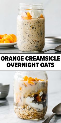 Orange creamsicle overnight oats Mandarin Overnight Oats, Orange Creamsicle Overnight Oats, Chocolate Orange Overnight Oats, Breakfast With Oranges, Healthy Orange Recipes, Orange Breakfast Recipes, Overnight Oats Flavors, Orange Recipes Healthy