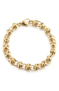 Polished rolo links bring high shine to this eye-catching chain bracelet secured by a large lobster clasp. 7" length Lobster clasp closure Goldtone plate Imported Modern Rolo Chain Link Bracelet, Modern Link Bracelet With Rolo Chain, Formal Bracelet With Rolo Chain Link, Elegant Rolo Chain Link Bracelet, Gold Metal Bracelets With Rolo Chain, Elegant Bracelets With Rolo Chain Link, Elegant Link Bracelets With Rolo Chain, Metal Link Bracelets With Rolo Chain, Elegant Rolo Chain Link Bracelets