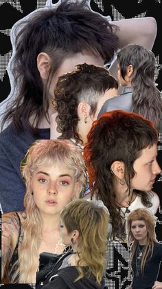 Soft Mohawk Women, Punk Hair Curly, Chelsea Mullet, Overgrown Mullet, Diy Mullet, Punk Curly Hair, Curly Punk Hair, Goth Mullet, Goblin Brain