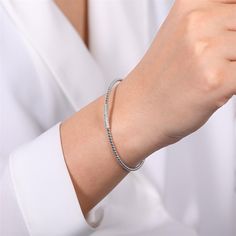 BG4119W45JJIn this sweet bangle, delicate touches of white gold meets simplistic diamonds. Bead Cuff Bracelet, Bracelet With Diamonds, Beaded Cuff Bracelet, Beaded Cuff, Cuff Bracelet, Bangles, Diamonds, White Gold, Cuff