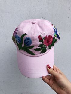 HAND EMBROIDERED WOMEN HAT WITH FLORAL DESIGN Color: Pink baseball cap; Design: hand-embroidered echinacea with wildflowers; Cap size (head circumference): 55 - 67 cm; Fabric: 100% cotton Twill, garment-washed. The quality of the embroidery and baseball hat is superior, I guarantee! ;) I really enjoyed making this, and I hope my customer will enjoy showing it off. 🌿PLEASE NOTE I NEED 2 WEEKS TO EMBROIDER THIS HAT FOR YOU🌿 CHECK OUR OTHER ACCESSORIES 🌸 More Baseball hats: https://www.etsy.com/ Embroidered Pink Snapback Baseball Cap, Spring Embroidered Pink Baseball Cap, Pink Embroidered Hats With Curved Brim, Pink Embroidered Hat With Curved Brim, Pink Embroidered Spring Hat, Embroidered Pink Baseball Cap, Pink Embroidered Baseball Cap One Size, Pink Embroidered Baseball Cap, Pink Embroidered Cap