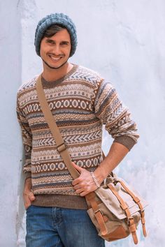 Fernando Cano conjures a hypnotic composition for the design of this men's sweater. Contrasting warm browns and cool blues the sweater is knit of soft alpaca wool. Iced Earth, Mens Knit, Hot Sweater, Earth Tone Colors, Men's Sweaters, Alpaca Sweater, Color Complement, Black Sand, Favorite Sweater