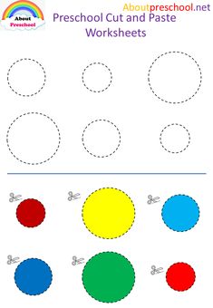 the worksheet for preschool children to learn how to draw and paint circles with colored paper