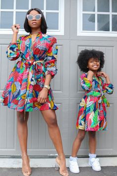 Mum And Daughter Matching, African Shirt Dress, Mommy Daughter Outfits, Daughter Fashion, Mother Daughter Fashion, Daughter Outfits, African Dresses For Kids, Afrikaanse Mode, African Shirts