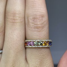 This is a custom piece that can take up to 3 weeks for creation and delivery

A Fashion Ring designed by Roman to enhance your look on any day.

Features Natural Diamonds totaling 0.18ct and Colored Diamonds 1.25ct Wedding Rings With Multicolor Diamond Accents, Multicolor Diamond Ring, Diamond Half Eternity Birthstone Ring For Anniversary, Multicolor Diamond Accented Rings For Anniversary, Multicolor Diamond Accent Rings For Anniversary, Anniversary Multicolor Diamond Accent Rings, Fine Jewelry Multicolor Diamond Ring With Brilliant Cut, Fine Jewelry Diamond Half Eternity Birthstone Ring, Diamond Half Eternity Birthstone Ring Fine Jewelry