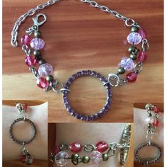 several pictures of different bracelets with charms