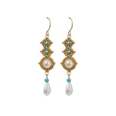 These earrings are not just accessories, they are a statement of style and elegance. Whether you're dressing up for a formal event or dressing down for a casual day out, these earrings will complement your look perfectly. Indulge in the beauty of handmade accessories and make your style stand out with these unique earrings. PRODUCT DETAILS: - Handmade with Gold color seed beads, Swarovski Pearls, Jade Crystal Beads, and 14k Gold-filled ear-wire - Unique Delicate Seed Bead Design - Perfect as a D Elegant Beaded Earrings With Bead Caps, Elegant Dangle Beaded Earrings With Spacer Beads, Elegant Dangle Earrings With Spacer Beads, Elegant Gold Beaded Earrings With Spacer Beads, Elegant Beaded Earrings With Bead Caps For Wedding, Elegant Bead Caps Drop Earrings Jewelry, Elegant Drop Earrings Jewelry With Bead Caps, Elegant Drop Earrings With Bead Caps, Hard Jewelry