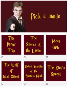 harry potter's house is shown with the words, pick a movie and then use it