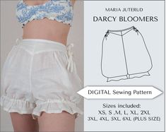 an image of a woman's shorts sewing pattern with the text, daisy bloomers