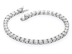 14.35ctw round Lab Created Strontium Titanate rhodium over sterling silver tennis bracelet. Measures approximately 7 & 1/4" L X 5/16" W and has a hidden box clasp. Classic Silver Tennis Bracelet With Channel Set, Silver Diamond Channel Set Bracelet, Silver Diamond Bracelet With Channel Set, Silver Channel Set Tennis Bracelet, White Gold Tennis Bracelet Channel Set For Wedding, Cubic Zirconia Channel Set Tennis Bracelet, Channel Set Cubic Zirconia Tennis Bracelet, White Gold Channel Set Tennis Bracelet For Anniversary, Silver Tennis Bracelet With Single Cut Diamonds