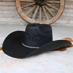 You will love this Twister bangora hat by M & F Western Products. It is complete with a braided hatband and a Twister hat pin. The unbeatable quality and durability of this hat are perfect for when you want to get dressed up, or just hanging out at the barn. Brim: 4-1/2" Crown: 4-3/8" Color - Black Straw Material - Bangora Straw Black Western Sun Hat With Curved Brim, Black Western Brimmed Sun Hat, Western Style Black Panama Hat With Curved Brim, Western Black Panama Hat With Short Brim, Black Western Panama Hat With Curved Brim, Western Style Black Panama Hat With Flat Brim, Black Western Panama Hat With Short Brim, Western Style Black Brimmed Panama Hat, Western Style Black Flat Brim Panama Hat