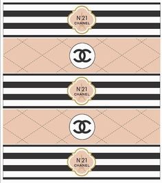 three chanel labels on black and white stripes