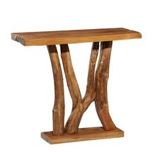 a wooden table that has been made out of wood and is sitting on a white background