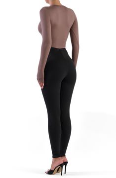 Sculpt your silhouette with this stretchy bodysuit cut from soft-to-the-touch fabric for a second-skin feel. Crewneck Long sleeves 88% polyester, 12% spandex
 Machine wash, line dry
 Imported Model stats: 5'10", 32" bust, 25" waist, 36" hip. Model is wearing size Small. Naked Wardrobe, Long Sleeve Bodysuit, Second Skin, Nordstrom Rack, Nordstrom, Long Sleeves, Spandex, Crew Neck, Wardrobe