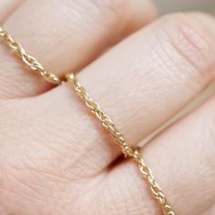 Journey Rings - 14k Gold Filled Flexible and fluid, our dainty chain rings are a customer favorite. These beauties add texture to your stack and are sturdy enough to withstand your daily activities!  Approximately 2mm thick, wear them solo or stacked. Okay to wash your hands with them! I'm happy to exchange if you need a different ring size. Modern Twist 14k Gold Midi Rings, 14k Gold-filled Chain Ring As A Gift, 14k Gold Filled Chain Ring As Gift, Gold 14k Delicate Chain Ring, Delicate Gold Chain Ring In 14k, Dainty Yellow Gold Tarnish Resistant Chain Ring, Dainty Tarnish Resistant Yellow Gold Chain Ring, Delicate Gold 14k Chain Ring, Hypoallergenic 14k Yellow Gold Filled Midi Rings