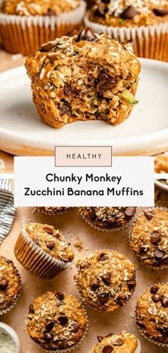 healthy chunk monkey zucchini banana muffins