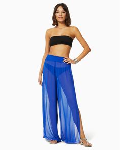 Our Athena pant is crafted from sheer, barely there fabric and features sexy side slits that show off your stems with every step you take. The wide-leg keeps things flowy and the smocked waistband adds a slimming effect. Stay cool at the pool or turn up the heat and pair with our white Meena top at the beach bar. Shop the look: Mika Top Model is wearing Size XS Model Measurements: Height 5'10" / Bust 34" / Waist 24" / Hips 35" Dress Like A Goddess, Palazzo Pant, Dressing Style, Pool Day, Beach Bar, Ramy Brook, Maxi Gowns, Palazzo Pants, Chic Dress