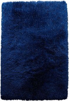 a blue area rug is shown in the shape of a square, with shaggy edges