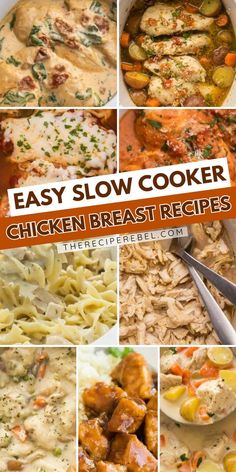 Recipes for dinner that are hands-free! There's nothing like coming home to these Easy Slow Cooker Chicken Breast Recipes that taste delicious. So, save this pin and try these dinner entrees and crockpot meals with chicken breast!