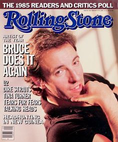 the front cover of rolling stone magazine with an image of a man in black shirt