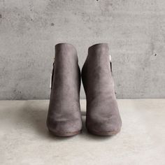 almond toe stacked heel vegan suede booties Breckelle's gina-31 Purple Hues, Shoe Obsession, Suede Booties, Stacked Heel, Summer Looks, Faux Suede, Chelsea Boots, Heel Height, Ankle Boot