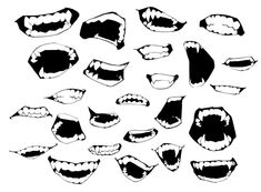 a set of cartoon mouths with different teeth