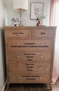 a wooden dresser with many different types of drawers