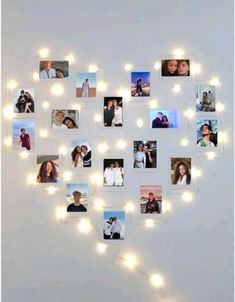 a heart made out of photos with lights