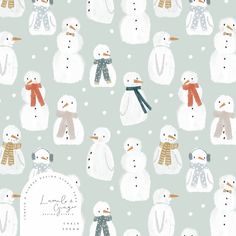 snowmen with hats and scarves on a gray background