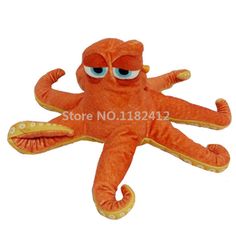 an orange octopus stuffed animal with big eyes