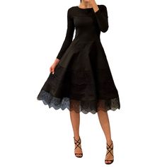 Step Into Timeless Elegance With This Stunning Black Valentino Dress. Featuring A Fitted Bodice And A Gracefully Flared Skirt With Intricate Lace Detailing Along The Hem, This Dress Exudes Sophistication And Style. The Long Sleeves Add A Touch Of Classic Charm, Making It Perfect For Various Occasions, From Evening Events To Formal Gatherings. Condition: Pre-Loved But In Good Condition, This Dress Has Been Well-Maintained And Is Ready To Be Worn And Admired. Valentino Dress, Charm Making, Black Midi, Flared Skirt, Black Midi Dress, Fitted Bodice, Flare Skirt, Valentino Garavani, Lace Detail