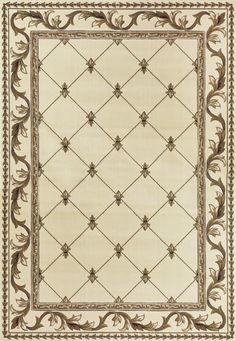 a beige rug with an intricate design on it