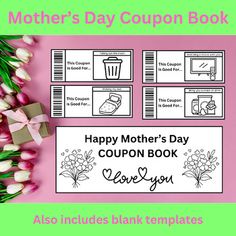 mother's day coup book with tulips and flowers