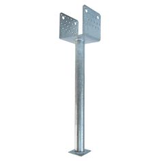 a metal pole with two square holes on the top and one hole in the middle