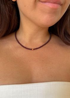 Simple and classy beaded necklace with garnet stones. LENGTH: 35 cm + 5 cm chain. CLOSURE: lobster claw. MATERIALS: garnet beads, stainless steel. You might also like chain necklace with heart: https://www.etsy.com/listing/1666110790/dainty-chain-heart-pendant-choker?click_key=56d472b5755c79254c3b713d7e2fd7b3b59bd052%3A1666110790&click_sum=ae83057b&ref=shop_home_active_1&pro=1 PLEASE NOTE, COLORS might be different because of the nature of stone and your monitor! Pleace, note that sometimes DELI Elegant Ruby Beaded Necklaces As Gift, Elegant Choker With Polished Beads For Gift, Gemstone Beaded Choker Necklace As Gift, Elegant Ruby Choker As A Gift, Elegant Ruby Beaded Necklace Gift, Elegant Ruby Beaded Necklace For Gift, Gemstone Beaded Choker Necklace For Gifts, Ruby Choker Necklace As Gift, Burgundy Beaded Necklaces With Round Beads As Gift