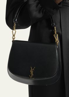 Saint Laurent Voltaire Top-Handle Bag in Smooth Leather Yves Saint Laurent Bag, Eyeglass Jewelry, Travel Scarf, Mid Heel Shoes, Evening Flats, Yves Saint Laurent Bags, Saint Laurent Bag, Heeled Loafers, Small Accessories