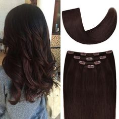 PRICES MAY VARY. 【Real Human Hair Extensions Specification】Winsky clip in hair extensions human hair, 14inches for total 58g, 16inches for total 63g, 18inches for total 68g, 20inches for total 83g, 22inches for total 98g. According to your own hair volume, just to thicker your hair, advice buy 1 - 2 sets; want to full head, recommended buy 2 - 3 sets. 【Easy, Quick and Comfortable to Long Wear】4pcs per a package, the easiest and the quickest to attach, 5 minutes(approx.), and suitable for daily u Medium Length Extensions Dark Brown, Chocolate Brown Hair Extensions, Hair Extensions Dark Brown, 22 Inch Hair Extensions Brown, Hair Clip In Extensions, Clip In Hair Extensions Dark Brown, Hair Color Pictures, Types Of Hair Extensions, Real Human Hair Extensions