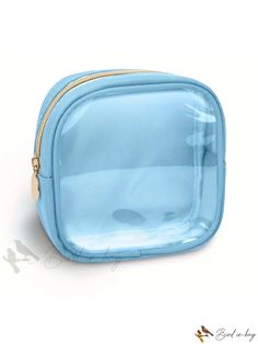 Bird in Bag - Small Slim Clear Travel Makeup Organizer Bag with Cute Makeup Bag, Peppy Cosmetic Zipper Pouch, Transparent PVC & Light Blue Bags With Zipper Pouch For Everyday Use, Light Blue Travel Bag With Zipper Pouch, Blue Bags With Zipper Pocket For Personal Use, Light Blue Zipper Pouch Bag For Travel, Blue Zipper Closure Pouch For School, Blue Bags With Zipper Pouch For Storage, Blue School Pouch With Zipper Closure, Blue Pouch Cosmetic Bag For Daily Use, Versatile Blue Pouch Cosmetic Bag