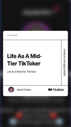 a book cover for life as a mid - tier tiktoker