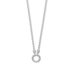 Classy And Perfect For Customizing. 18" 3.5mm Rope Necklace Features A 17mm Inverted Hinge Clasp. .925 Sterling Silver Made In Italy Sterling Silver Chain Necklace With Spring Ring Clasp, White Gold Round Necklace With Lobster Clasp, Silver Rope Chain With Round Pendant, Sterling Silver Charm Necklace In White Gold, White Gold Sterling Silver Jewelry With Lobster Clasp, Sterling Silver Jewelry With Rope Chain, Classic Sterling Silver Necklace With Lobster Clasp, Elegant Sterling Silver Rope Chain Jewelry, White Gold Rope Chain Jewelry For Anniversary