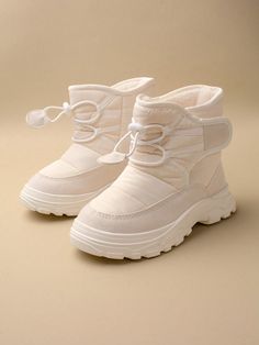 1 Pair Unisex Kids White Hook-And-Loop Flat Casual Fleece Lined Comfortable Snow Boots Suitable For Winter White Fashionable    Plain    Baby Shoes, size features are:Bust: ,Length: ,Sleeve Length: Winter Boots For Kids, Cute White Boots With Zipper Kids, Baby Winter Boots, Kids Waterproof Boots, White Baby Shoes, Toddler Snow Boots, Children Snow Boots, Waterproof Baby, Bear Slippers