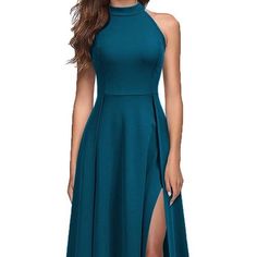 Nwt Women’s Halter Sleeveless Party Long Dress Polyester/ Spandex Color: Teal Size: Small Multicolor V-neck Halter Dress For Party, Blue V-neck Halter Dress For Party, Blue Stretch Sleeveless V-neck Dress, Party Long Dress, Blue Sleeveless Pre-draped Maxi Dress, Fitted Gowns, Satin Dress Long, Maxi Gown Dress, Dresses Xxl