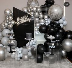 a birthday party with balloons and decorations